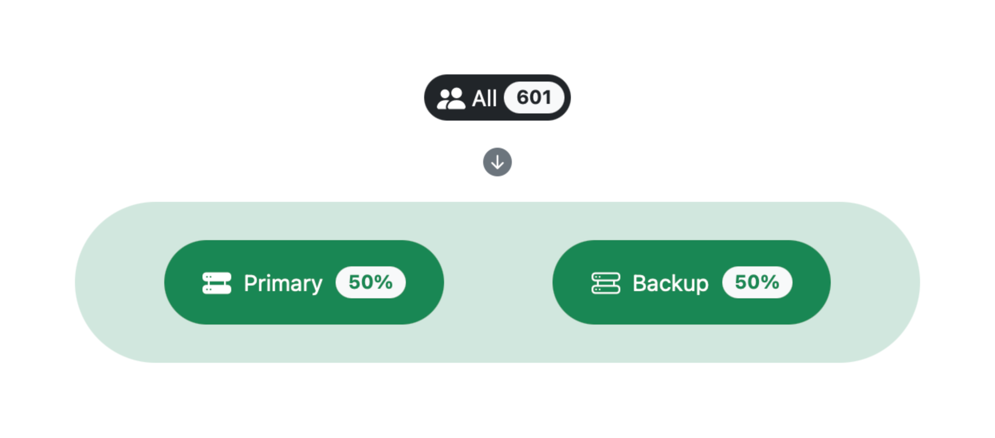 A diagram showing a primary and secondary provider where the traffic is balanced across both providers.