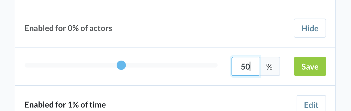 Screenshot of a slider input adjacent to a numeric input with the slider about halfway across and the numeric value at 50%